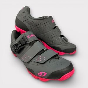Giro Manta Biking Cycling Shoes Clipless SPD Grey Pink Cleats Women US 8.5 EU 40
